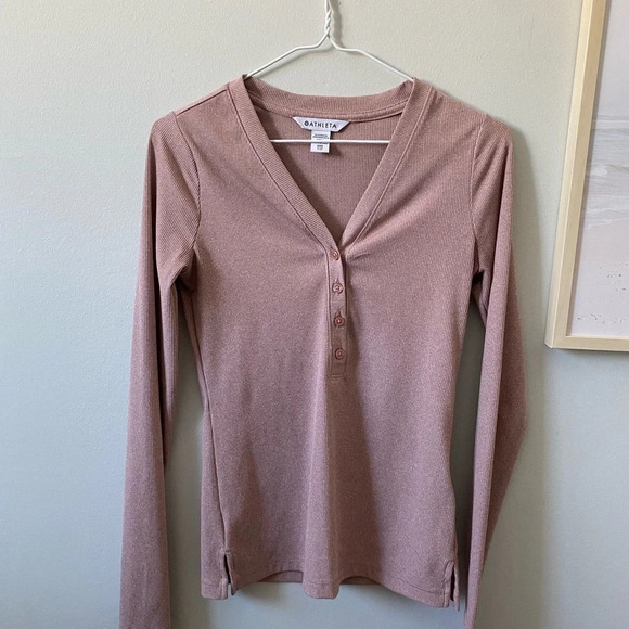 ATHLETA Uptempo Ribbed Henley long sleeve (fits  like fitted XS) - Picture 2 of 7